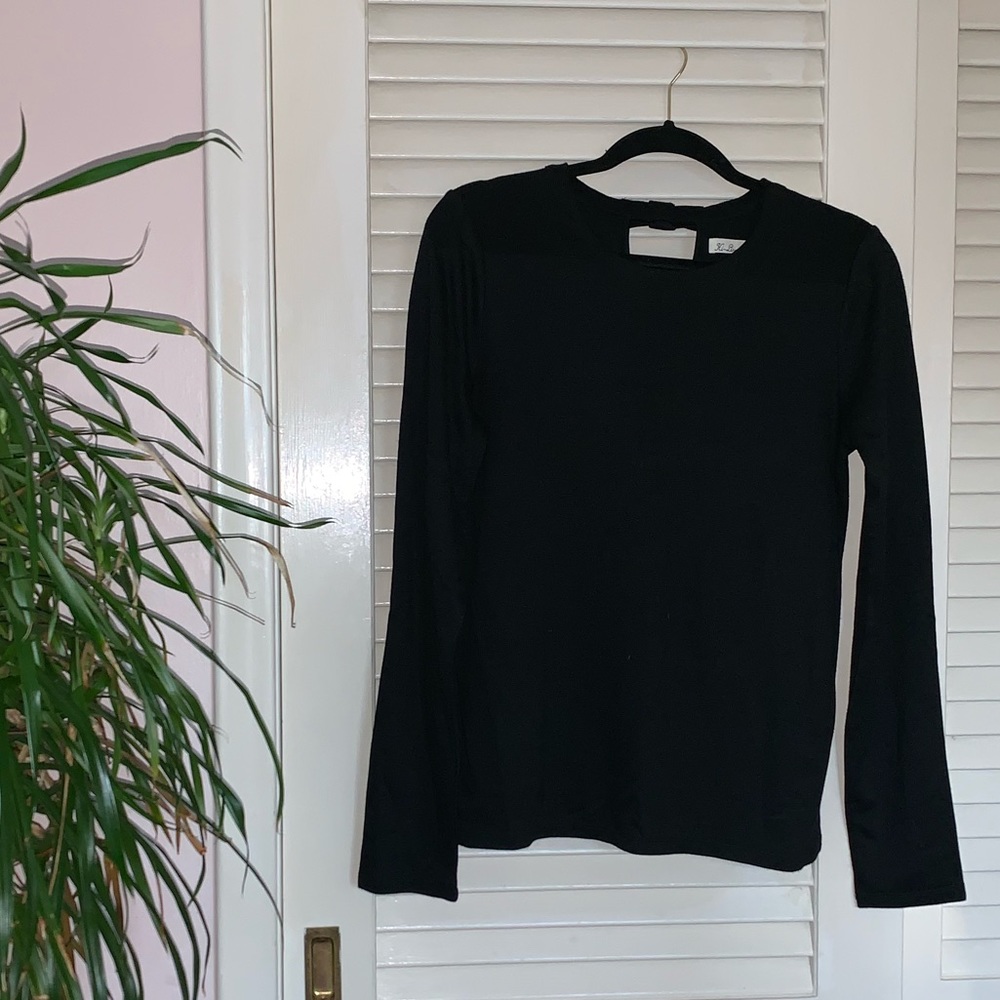 NWOT Madewell black keyhole & bow shirt